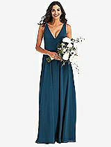 Alt View 2 Thumbnail - Atlantic Blue Deep V-Neck Chiffon Maxi Dress