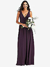 Alt View 2 Thumbnail - Aubergine Deep V-Neck Chiffon Maxi Dress