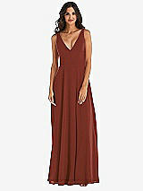 Alt View 3 Thumbnail - Auburn Moon Deep V-Neck Chiffon Maxi Dress