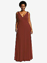 Front View Thumbnail - Auburn Moon Deep V-Neck Chiffon Maxi Dress