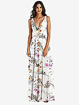 Alt View 3 Thumbnail - Butterfly Botanica Ivory Deep V-Neck Chiffon Maxi Dress