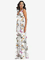 Alt View 4 Thumbnail - Butterfly Botanica Ivory Deep V-Neck Chiffon Maxi Dress