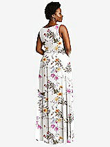 Rear View Thumbnail - Butterfly Botanica Ivory Deep V-Neck Chiffon Maxi Dress