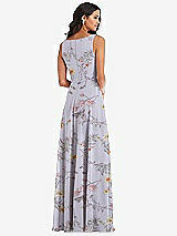 Alt View 5 Thumbnail - Butterfly Botanica Silver Dove Deep V-Neck Chiffon Maxi Dress