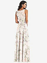 Alt View 5 Thumbnail - Blush Garden Deep V-Neck Chiffon Maxi Dress