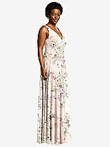 Side View Thumbnail - Blush Garden Deep V-Neck Chiffon Maxi Dress