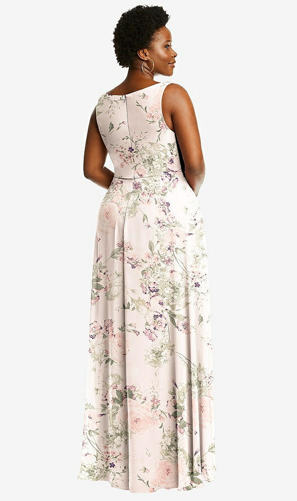 Back View - Blush Garden Deep V-Neck Chiffon Maxi Dress