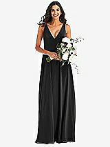 Alt View 2 Thumbnail - Black Deep V-Neck Chiffon Maxi Dress