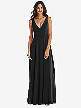 Alt View 3 Thumbnail - Black Deep V-Neck Chiffon Maxi Dress