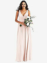 Alt View 2 Thumbnail - Blush Deep V-Neck Chiffon Maxi Dress