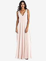 Alt View 3 Thumbnail - Blush Deep V-Neck Chiffon Maxi Dress