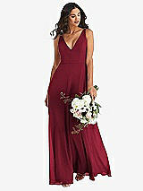 Alt View 1 Thumbnail - Burgundy Deep V-Neck Chiffon Maxi Dress