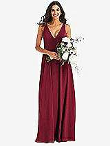 Alt View 2 Thumbnail - Burgundy Deep V-Neck Chiffon Maxi Dress