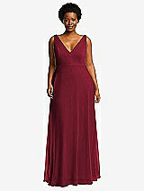 Front View Thumbnail - Burgundy Deep V-Neck Chiffon Maxi Dress