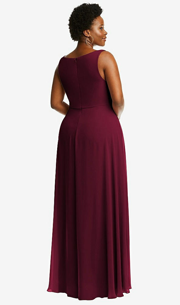 Back View - Cabernet Deep V-Neck Chiffon Maxi Dress