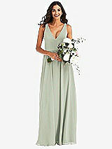 Alt View 2 Thumbnail - Celadon Deep V-Neck Chiffon Maxi Dress