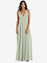 Alt View 3 Thumbnail - Celadon Deep V-Neck Chiffon Maxi Dress