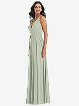 Alt View 4 Thumbnail - Celadon Deep V-Neck Chiffon Maxi Dress