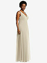 Side View Thumbnail - Champagne Deep V-Neck Chiffon Maxi Dress