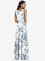 Alt View 5 Thumbnail - Cottage Rose Dusk Blue Deep V-Neck Chiffon Maxi Dress