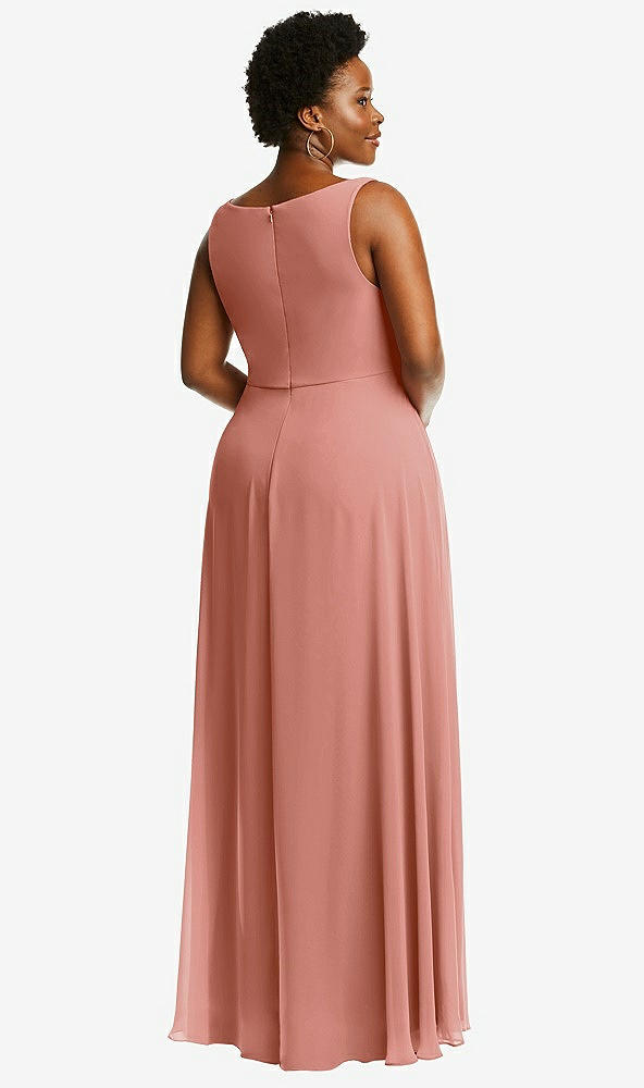 Back View - Desert Rose Deep V-Neck Chiffon Maxi Dress