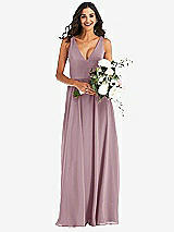 Alt View 2 Thumbnail - Dusty Rose Deep V-Neck Chiffon Maxi Dress