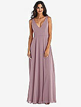 Alt View 3 Thumbnail - Dusty Rose Deep V-Neck Chiffon Maxi Dress