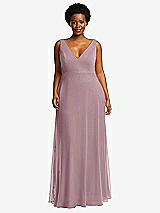 Front View Thumbnail - Dusty Rose Deep V-Neck Chiffon Maxi Dress