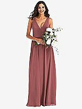 Alt View 2 Thumbnail - English Rose Deep V-Neck Chiffon Maxi Dress