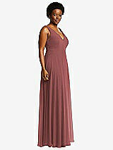 Side View Thumbnail - English Rose Deep V-Neck Chiffon Maxi Dress