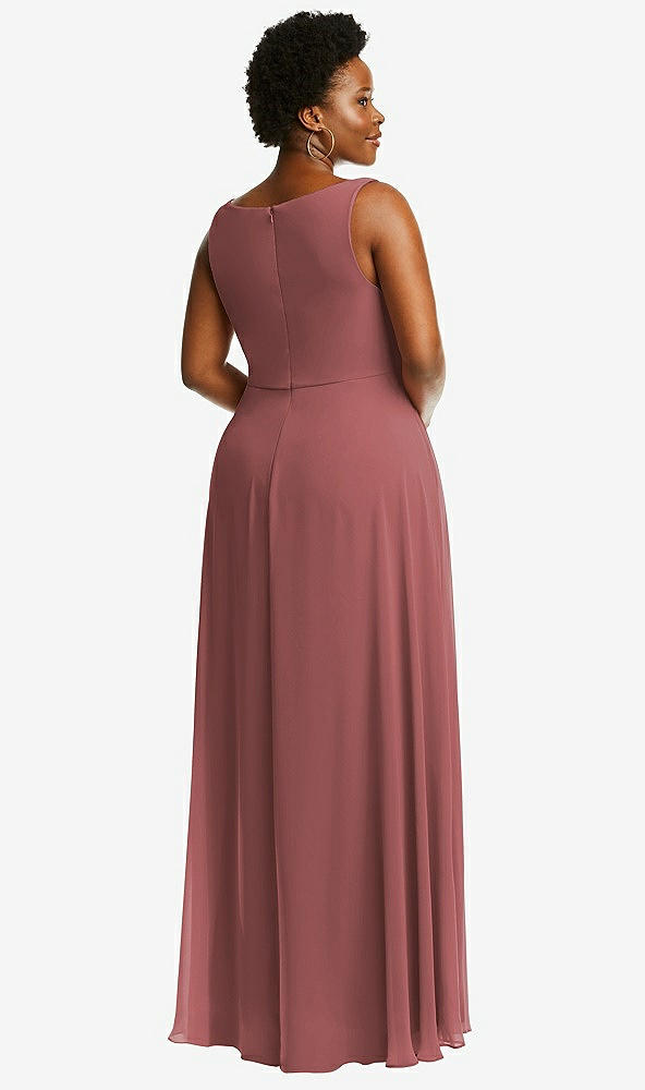 Back View - English Rose Deep V-Neck Chiffon Maxi Dress