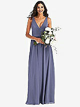 Alt View 2 Thumbnail - French Blue Deep V-Neck Chiffon Maxi Dress