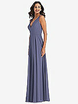 Alt View 4 Thumbnail - French Blue Deep V-Neck Chiffon Maxi Dress