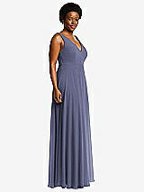 Side View Thumbnail - French Blue Deep V-Neck Chiffon Maxi Dress