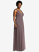 Side View Thumbnail - French Truffle Deep V-Neck Chiffon Maxi Dress