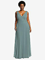 Front View Thumbnail - Icelandic Deep V-Neck Chiffon Maxi Dress