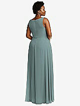 Rear View Thumbnail - Icelandic Deep V-Neck Chiffon Maxi Dress