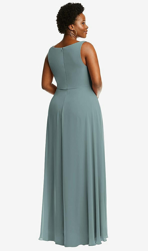 Back View - Icelandic Deep V-Neck Chiffon Maxi Dress