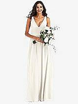 Alt View 2 Thumbnail - Ivory Deep V-Neck Chiffon Maxi Dress