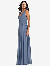 Alt View 4 Thumbnail - Larkspur Blue Deep V-Neck Chiffon Maxi Dress