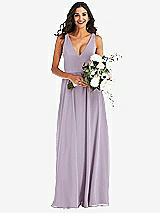 Alt View 2 Thumbnail - Lilac Haze Deep V-Neck Chiffon Maxi Dress