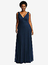 Front View Thumbnail - Midnight Navy Deep V-Neck Chiffon Maxi Dress