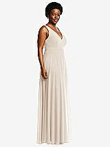 Side View Thumbnail - Oat Deep V-Neck Chiffon Maxi Dress