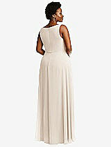 Rear View Thumbnail - Oat Deep V-Neck Chiffon Maxi Dress