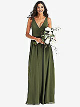 Alt View 2 Thumbnail - Olive Green Deep V-Neck Chiffon Maxi Dress