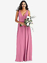 Alt View 2 Thumbnail - Orchid Pink Deep V-Neck Chiffon Maxi Dress