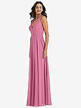 Alt View 4 Thumbnail - Orchid Pink Deep V-Neck Chiffon Maxi Dress