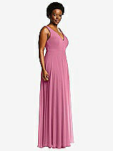 Side View Thumbnail - Orchid Pink Deep V-Neck Chiffon Maxi Dress