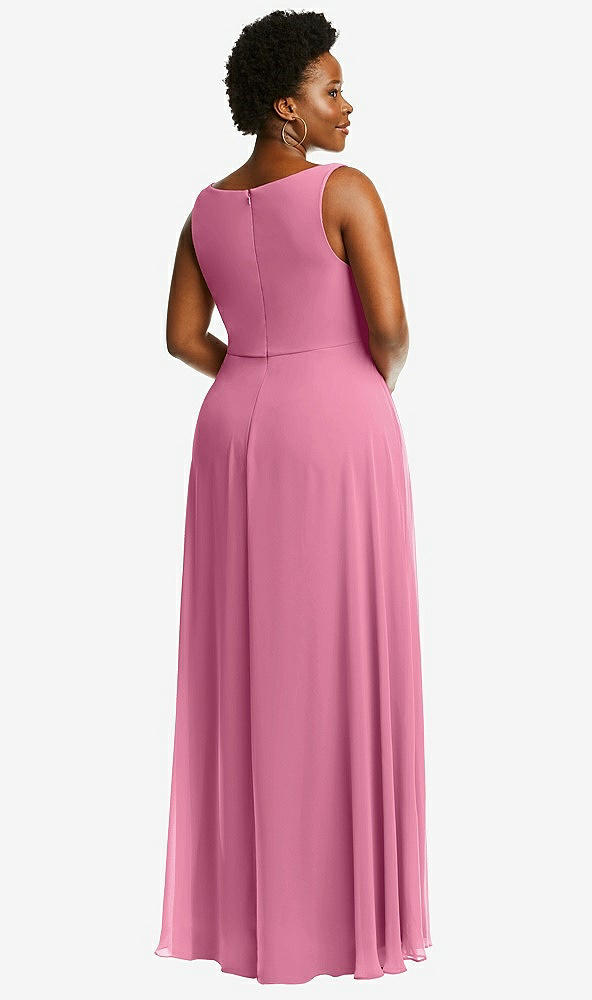 Back View - Orchid Pink Deep V-Neck Chiffon Maxi Dress