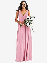 Alt View 2 Thumbnail - Peony Pink Deep V-Neck Chiffon Maxi Dress